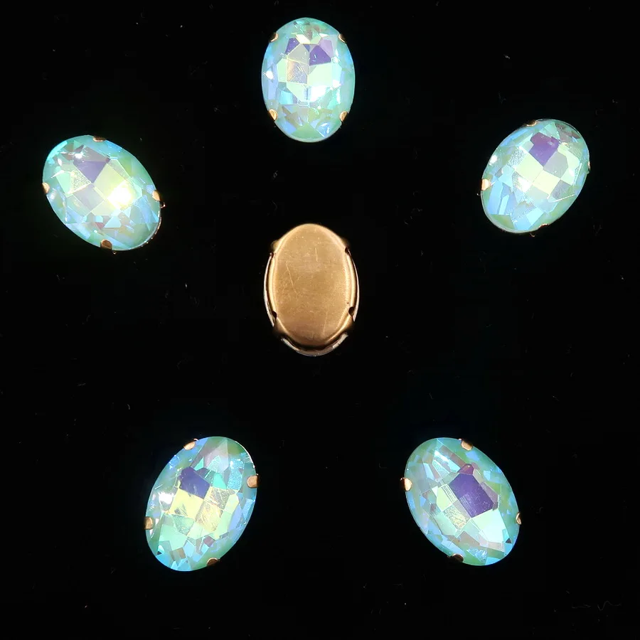 Ovale Gold-Krallenfassungen 10*14mm 13*18mm 20 Stück/Packung Regenbogen- & Jelly-AB-Farben Glaskristall zum Aufnähen Strass-Applikation DIY – Detail 13