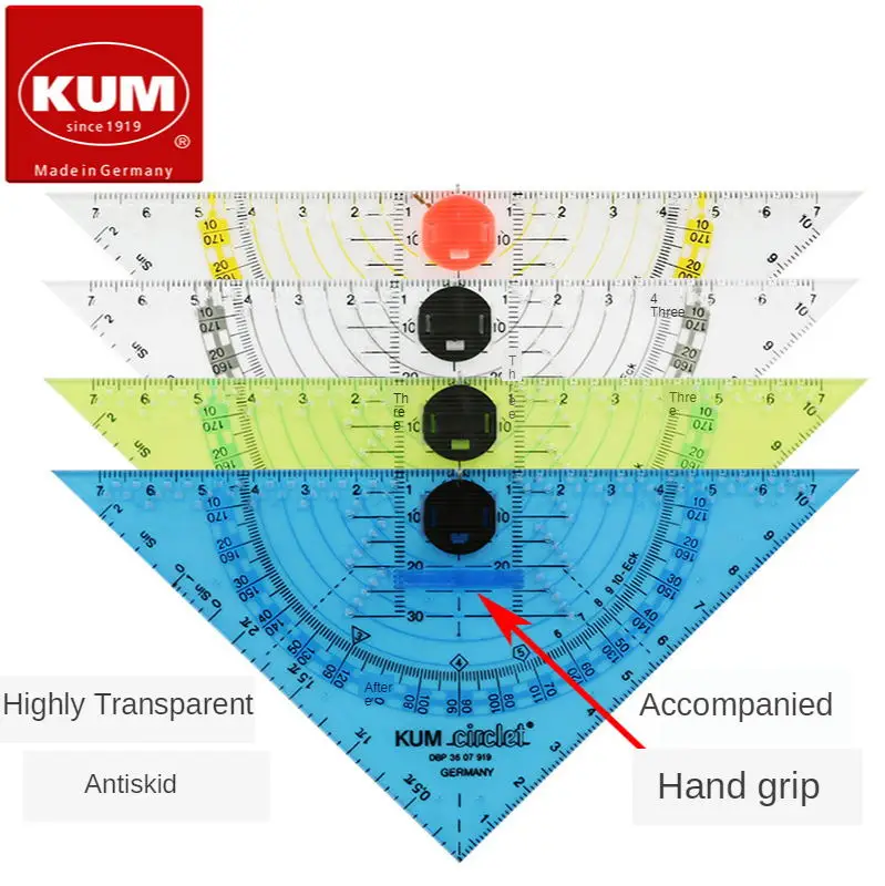 Germany Kumm 293c Compasses Ruler Protractor Set Square Four-in-One High Transparent Multi-Function Set Square