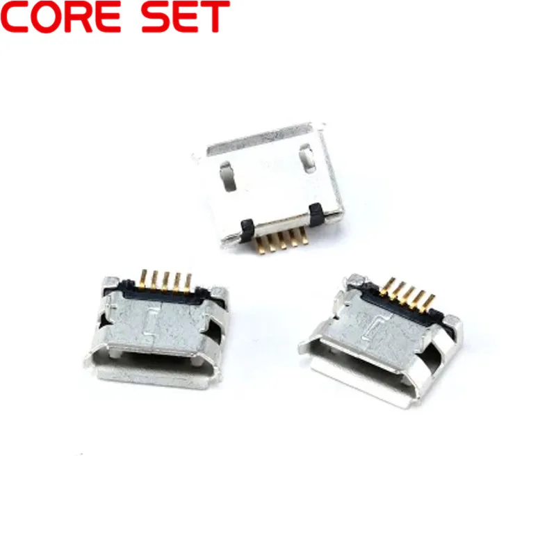 20pcs/lot 5 Pin SMT Socket Connector Micro USB Type B Female Placement SMD DIP Socket Connector