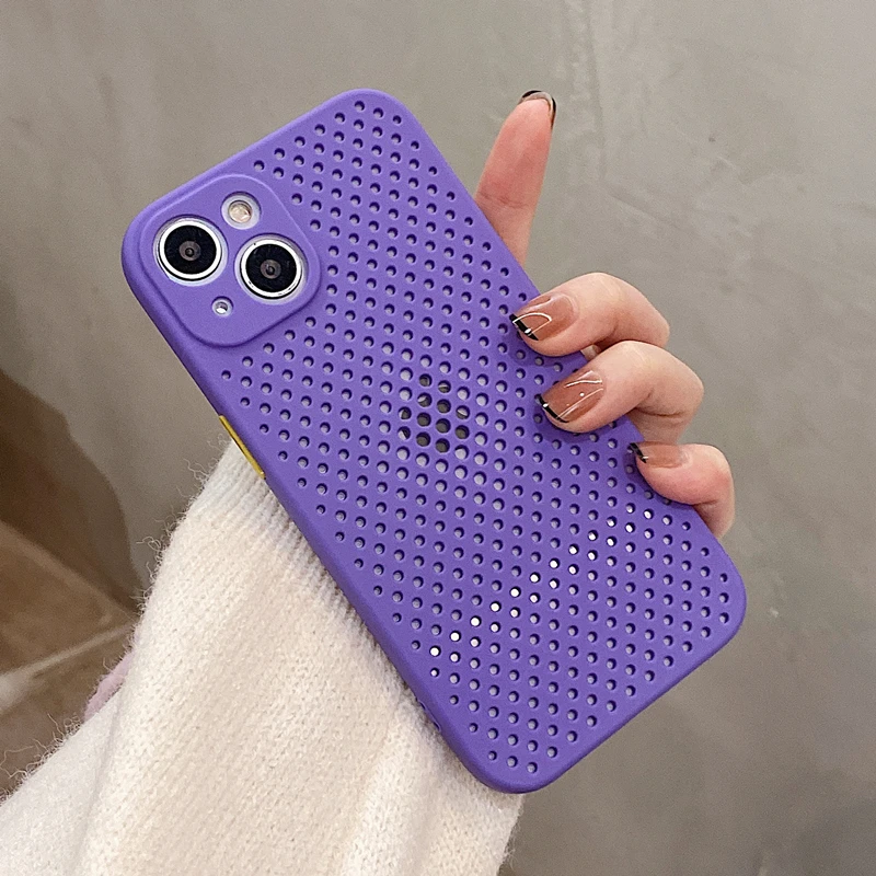 Wärmeableitung Atmungsaktive Kühlung Telefon Fall Für iPhone 13 12 11 Pro XS Max XR Mini 7 8 Plus SE2020 candy Farbe Weichen TPU Abdeckung