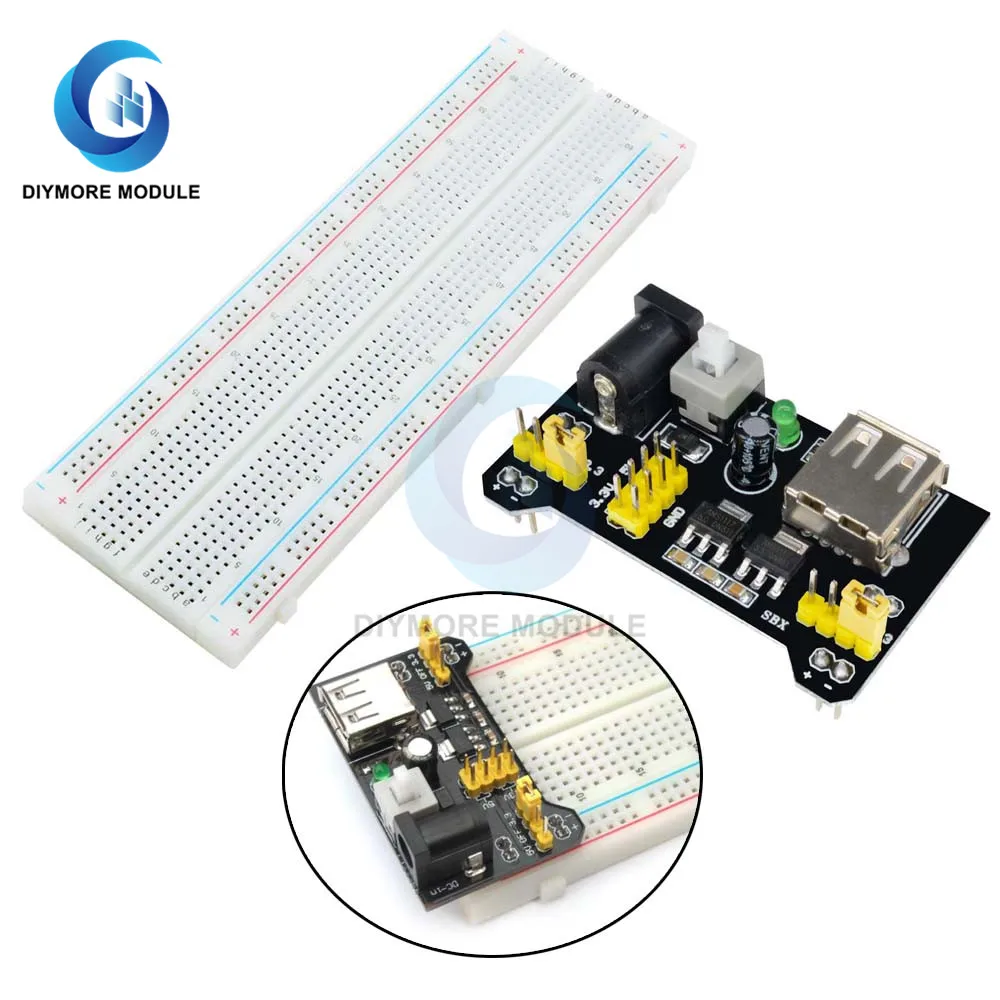 MB102 Micro USB Breadboard Power Supply Module DC 7-12V 830 Point Solderless Bread Board Voltage Regulator For Arduino DIY Kit