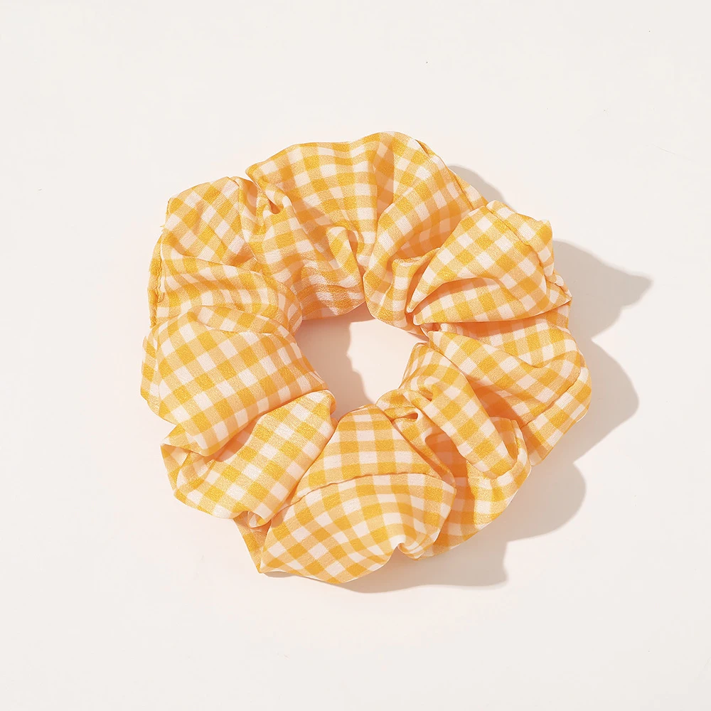 Scrunchies para el pelo para mujer, coletero a cuadros, diseño de marca famosa, moda coreana, venta al por mayor, conjunto de 6 uds.