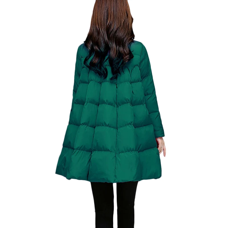 Women\'s Quilted Down Jacket, Padded Outerwear, Thick Warm Overcoat, Casual Parka, Long Cloak, Winter Fashion, New, 3XL