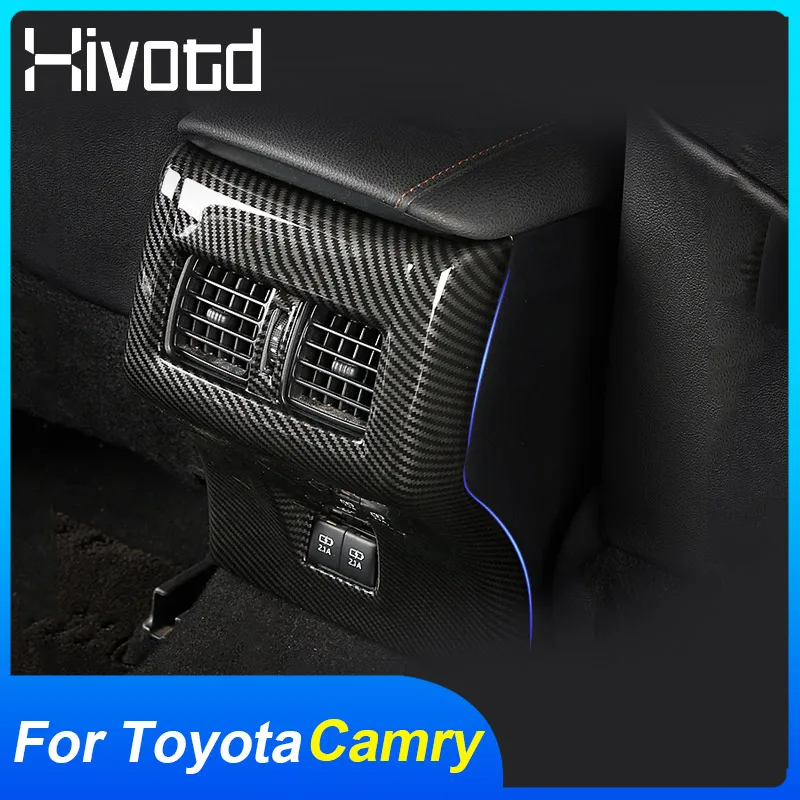 

Автомобильные аксессуары для Toyota Camry 2020, подлокотник, задний кондиционер, Выходная рамка, декоративная хромированная панель, автостайлинг, детали