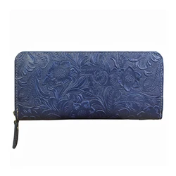 Embossed Pattern Genuine Leather Women's Long Wallet Multi-function Credit Card ID Card Slot Large Capacity Storage Coin Purse