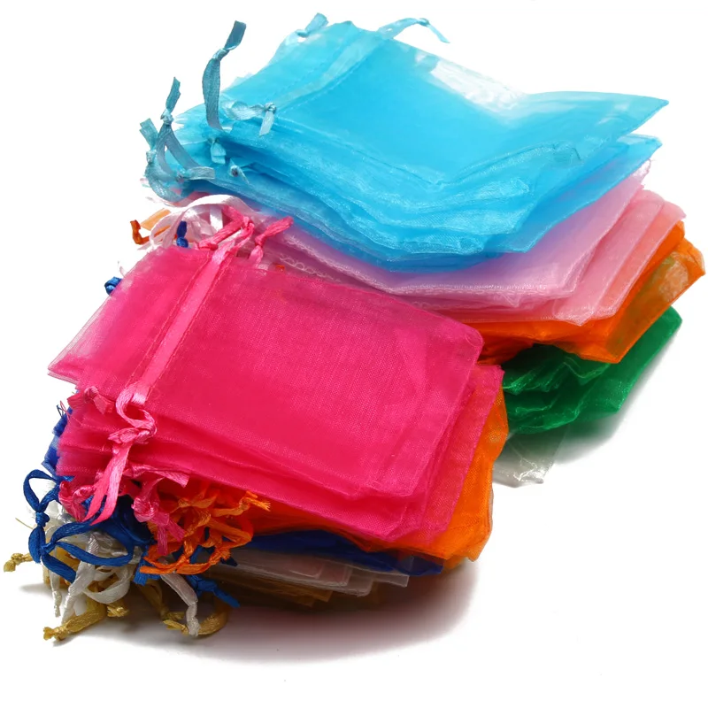 Wholesale 7x9/9x12/10x15/13x18CM Organza Bags Drawable Bags Display Jewelry Packaging Candy Wedding Party Birthday Gift Pouches