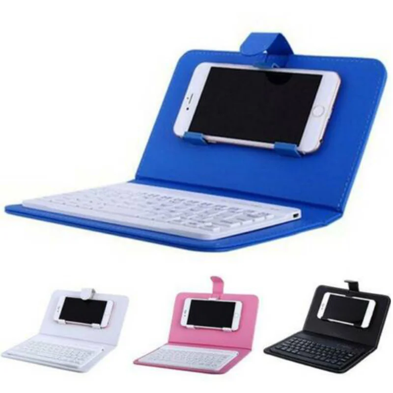 

Mini Portable Wireless Bluetooth-compatible Keyboard with Leather Case for Smartphone mini teclado клавиатура для телефна