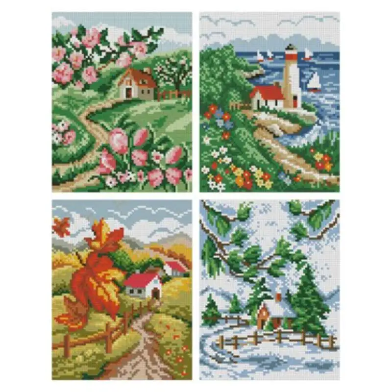 Four seasons hut patterns Counted Cross Stitch 11CT 14CT 18CT DIY Chinese Cross Stitch Kits Embroidery Needlework Sets