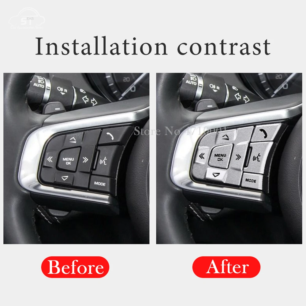 Aluminum Alloy,Car Steering Wheel Button Sticker,Protection Trim Cover,for Jaguar XE XEL XF XFL F-PACE E-PACE F-TYPE,Accessories