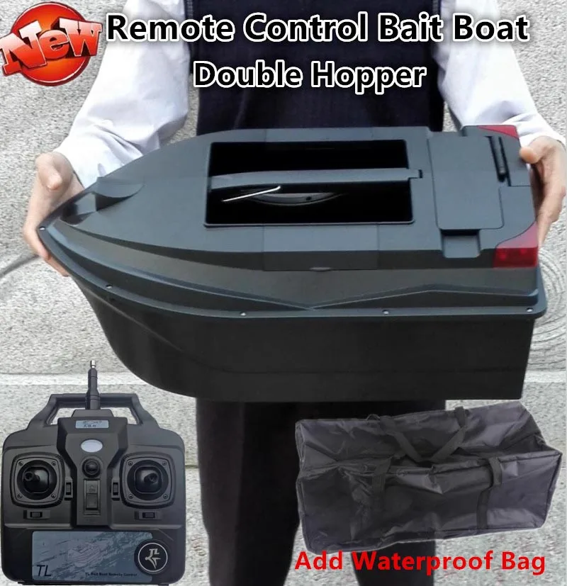 Remote Control Bait Boat RC Large Capacity Double Silo Independent Hook With Night Fishing Light Remote Control Fishing Boat Toy