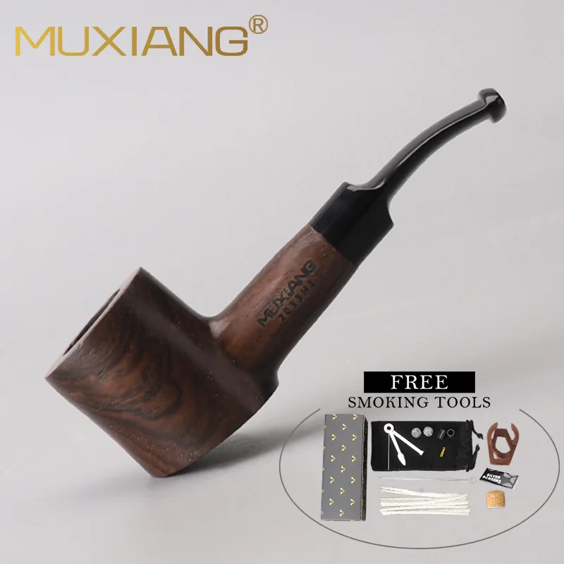 

Bent Stem Tobacco Pipe Made By Ebony Wood Smoking Handmade Pipe 9mm Filter Free 10 Tools