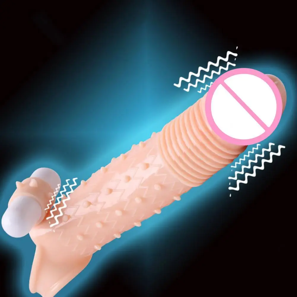 

OLO Couple Sex Toys Vibrating Spike Sleeves Sex Toys Longer Penis Sleeves That Can Vibrate Inside and Outside for Men