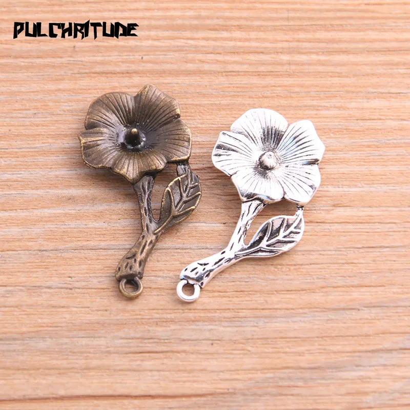 

PULCHRITUDE 8pcs 19*39mm 2020 Product Two Color Morning Glory Charms Plant Flower Pendant Jewelry Metal Alloy Jewelry Marking