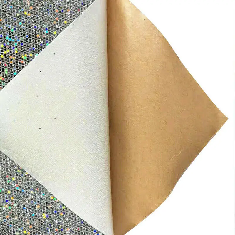 Self Adhesive Diamond Glitter PU Faux Leather Vinyl Sparkle Fabric Material Craft Bows Decor Handmade DIY