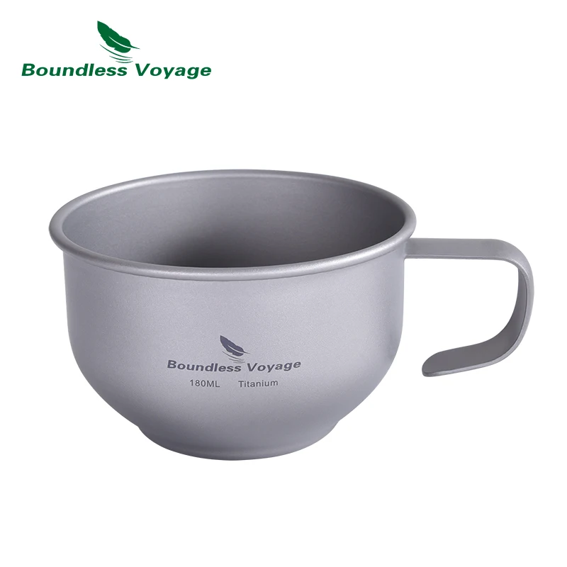 

Boundless Voyage 180ml Titanium Coffee Cup with Handle Camping Picnic Water Wine Tea Mug Portable Single-layer Tableware Ti3086D