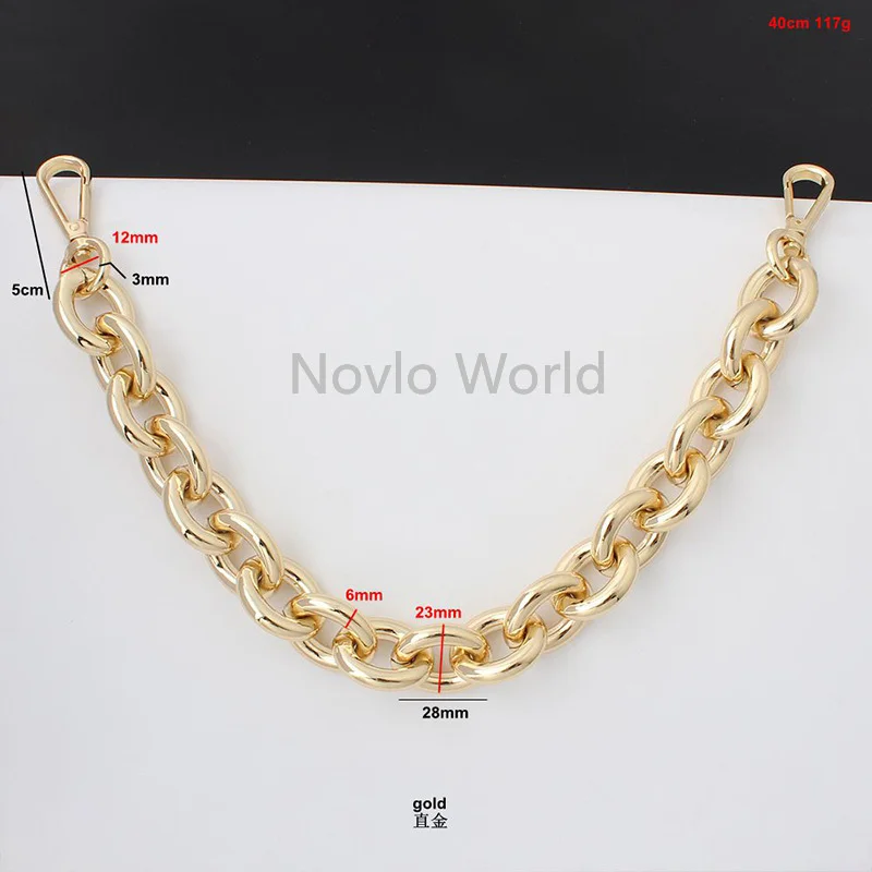 Gold/silver 30-120cm 23mm Oversize Large Thick Chains Light Weight Alumium Women bag cool handbag shoulder strap Carabiner chain