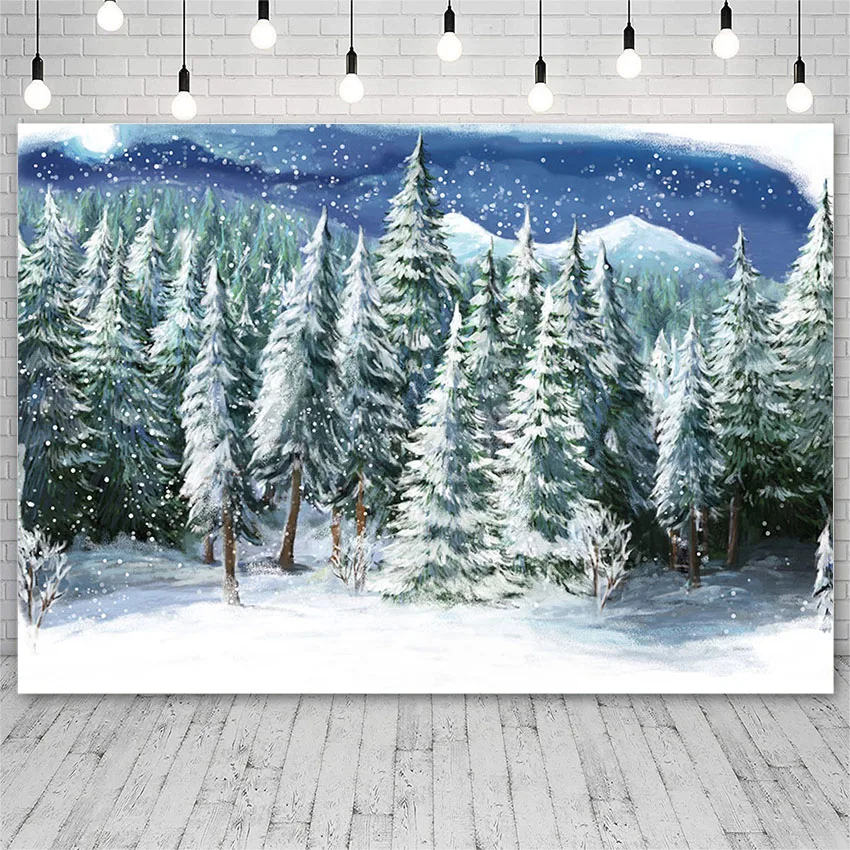 

Avezano Merry Christmas Backdrop Tree Winter Pine Forest Photography Backgrounds Photo Studio Photozone Photocall Decoration