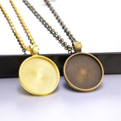 5pcs/lot 50cm Chain Pendant With 25mm Cabochon Base Bezel Supplies Charms For DIY Necklaces Jewelry Making Findings Accessories