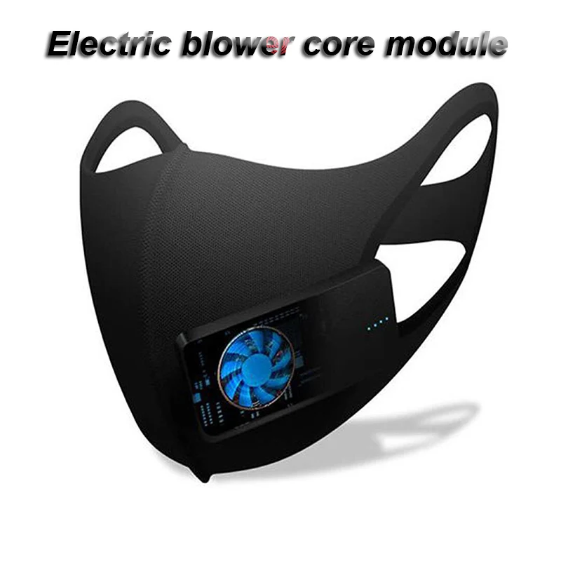 BULU Ventilatore elettrico Maschera respiratoria 2020 La nuova moda nera Maschera di ventilazione intelligente adatta per jogging Equitazione PM2.5 Maschera antipolvere