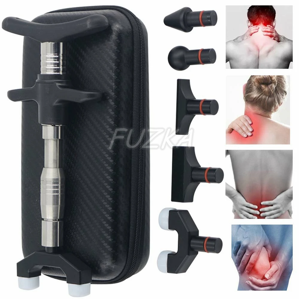 300N Chiropractic Adjusting Tools Health Care Manual Gun Portable Spinal Chiropractic Massage Gun 6 Function Heads Back Massager