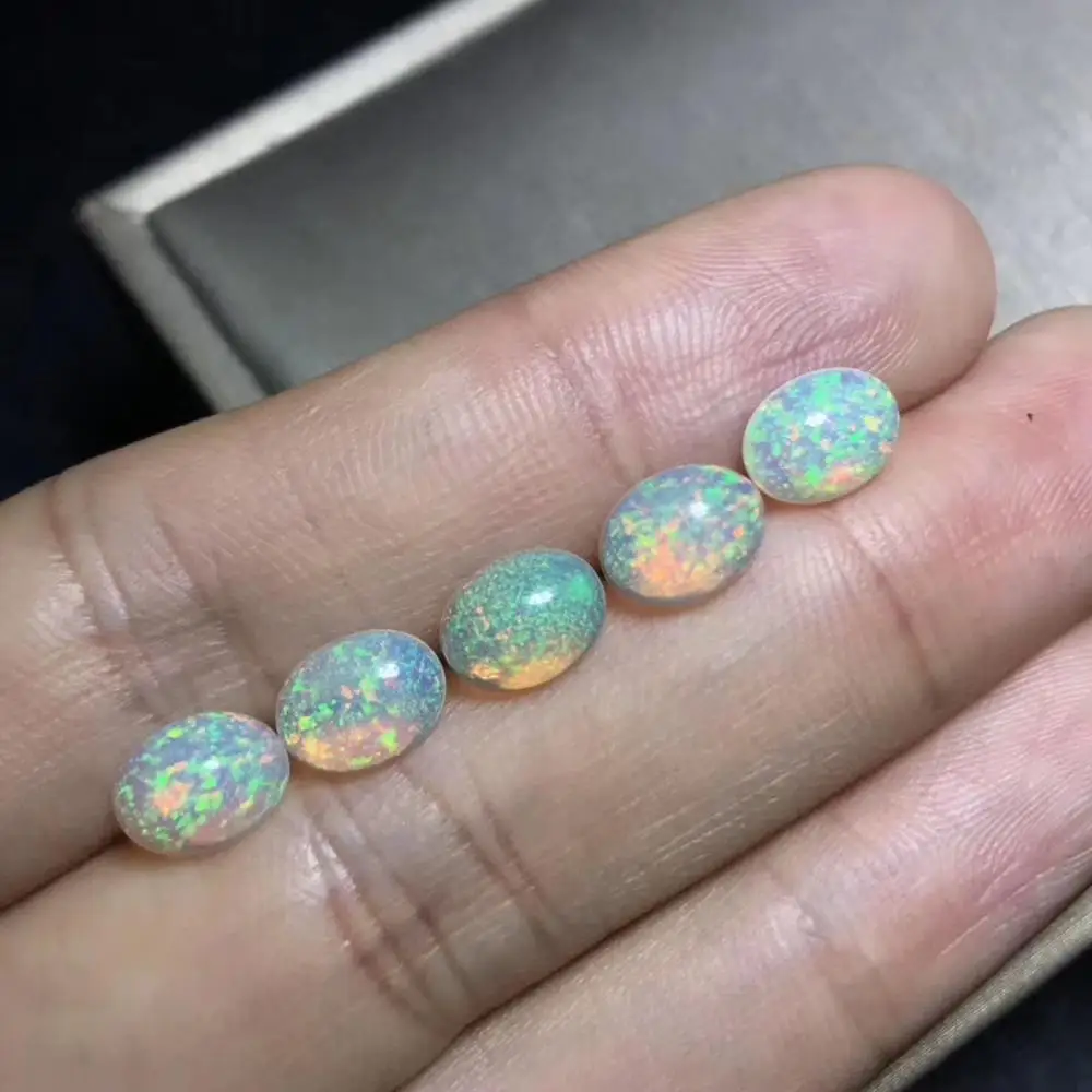 natural genuine opal gemstone nude gem colorful fireworks fit for self jewelry ornament DIY gift oval 6 x 8 mm size good color