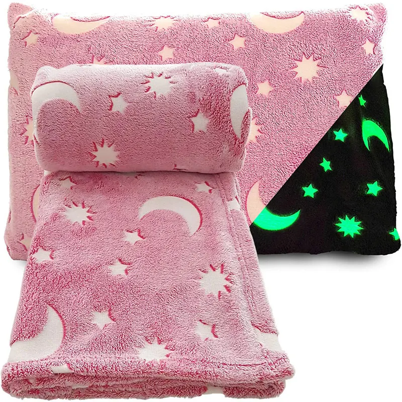 

Luminous Blankets Warm Flannel Glow In The Dark Blanket Fluffy Adult Sofa Blanket Throw Winter Sheet Bedspread Siesta Coverings