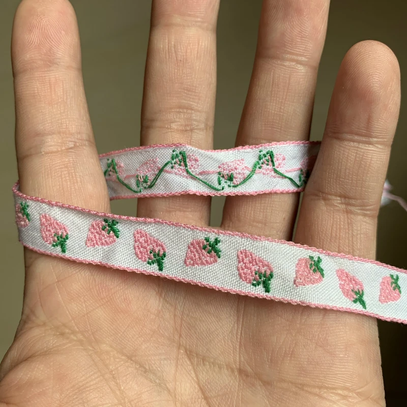 ZERZEEMOOY 13mm 15mm 3yard/lot Lovely Strawberry Handmade Jacquard Ribbon Lace MJZD19120602