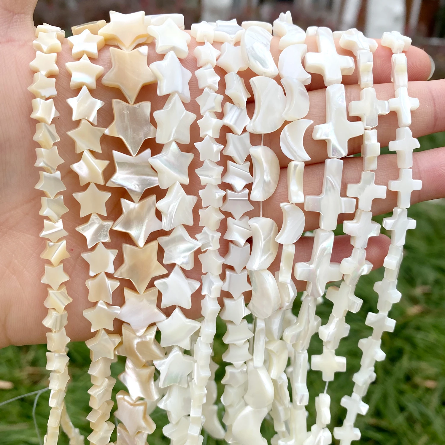 

Натуральные бусины из ракушек трочуса, крест, звезда, форма Луны, свободные бусины-разделители для изготовления ювелирных изделий, подвески «сделай сам», браслет, ожерелье, аксессуары