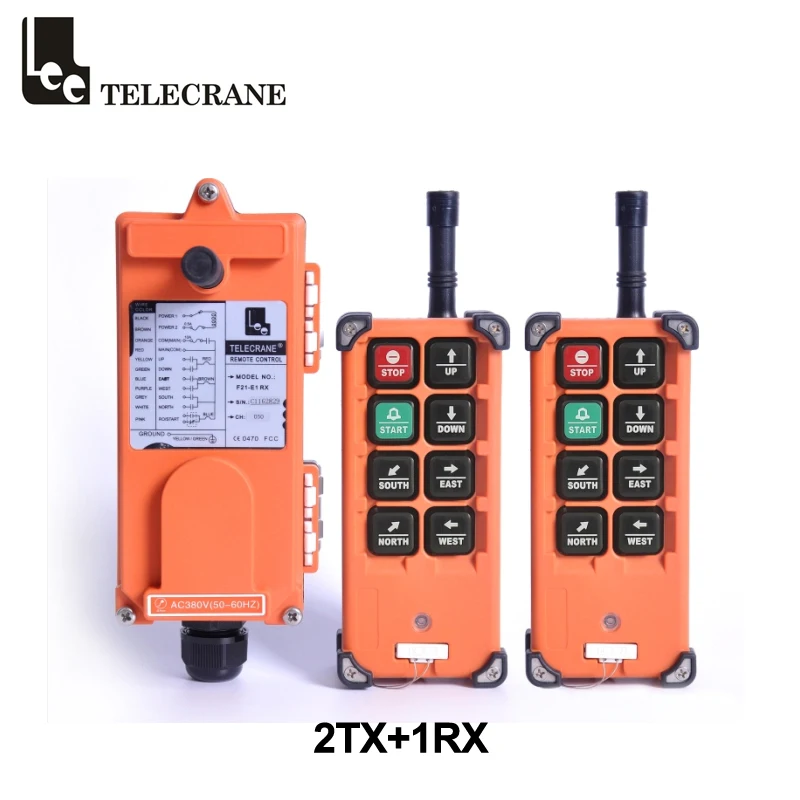 

Telecrane F21-E1b 6 Singe Speed 3 Motions Rf 315 433mhz Industrial Wireless Hoist Crane Remote Controller With 2 Transmitter