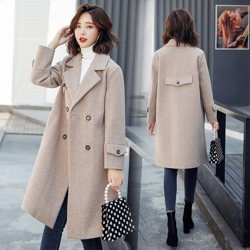 

AYUSNUE Autumn Winter Wool Coat Women Long Jacket Korean Woolen Coat Ladies Coats Kaban Abrigos Mujer Elegante 8270 KJ2660