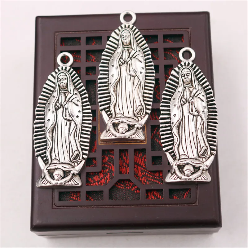 2pcs Silver Plated Large Christian Virgin Mary Metal Pendant DIY Charm Necklace Jewelry Religious Handicrafts Making A2222