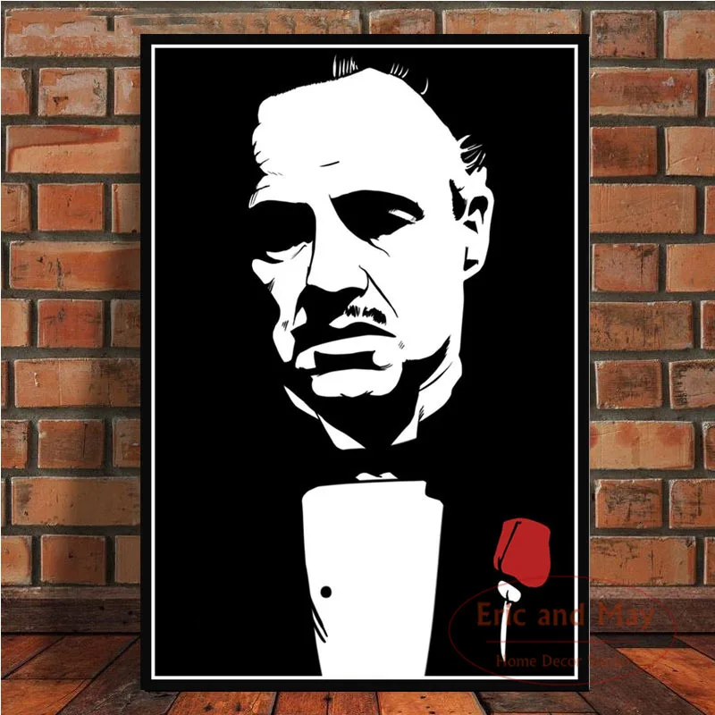 The Godfather Movie Marlon Brando Al Pacino Posters Canvas Painting Wall Art Picture for Living Room Home Decor (No Frame)