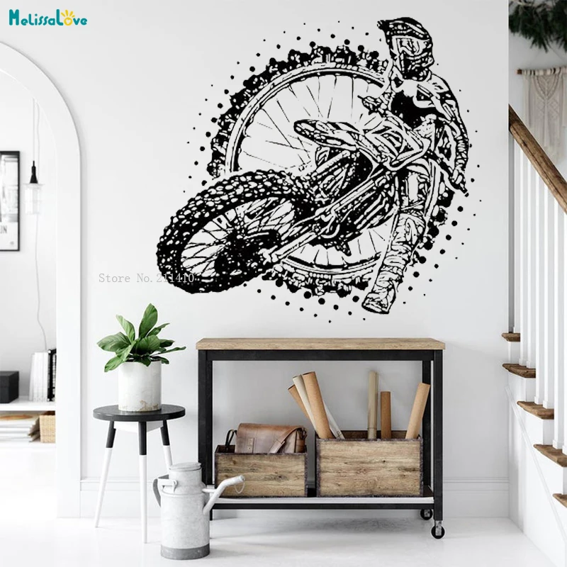 Irritating Motocross Wall Decals Motorcycle Dirt Bike Home Decor Man Sport Removable Fierce Racing Skills Stuffed Sticker YT3673