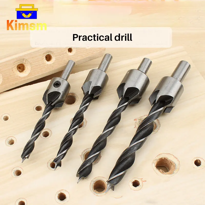 

3/4/5/6/7/8/10mm Flute Countersink Drill Bits For Woodworking HSS Wooden Board Hole Punch Twist Drill Set With Chamfer Wrench