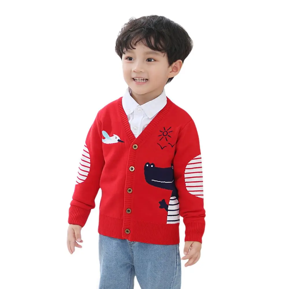 Jlong Spring Children Knitted Cardigan Coat Winter Baby Boys Girls V-neck Cartoon Outwear Autumn Kids Cardigan Sweater 1-7Y