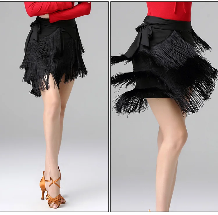 Latin Latihan Pakaian Wanita Dewasa Seksi Hip Rok Baru Rumba Samba Menari Performance Rumbai Syal Pinggul