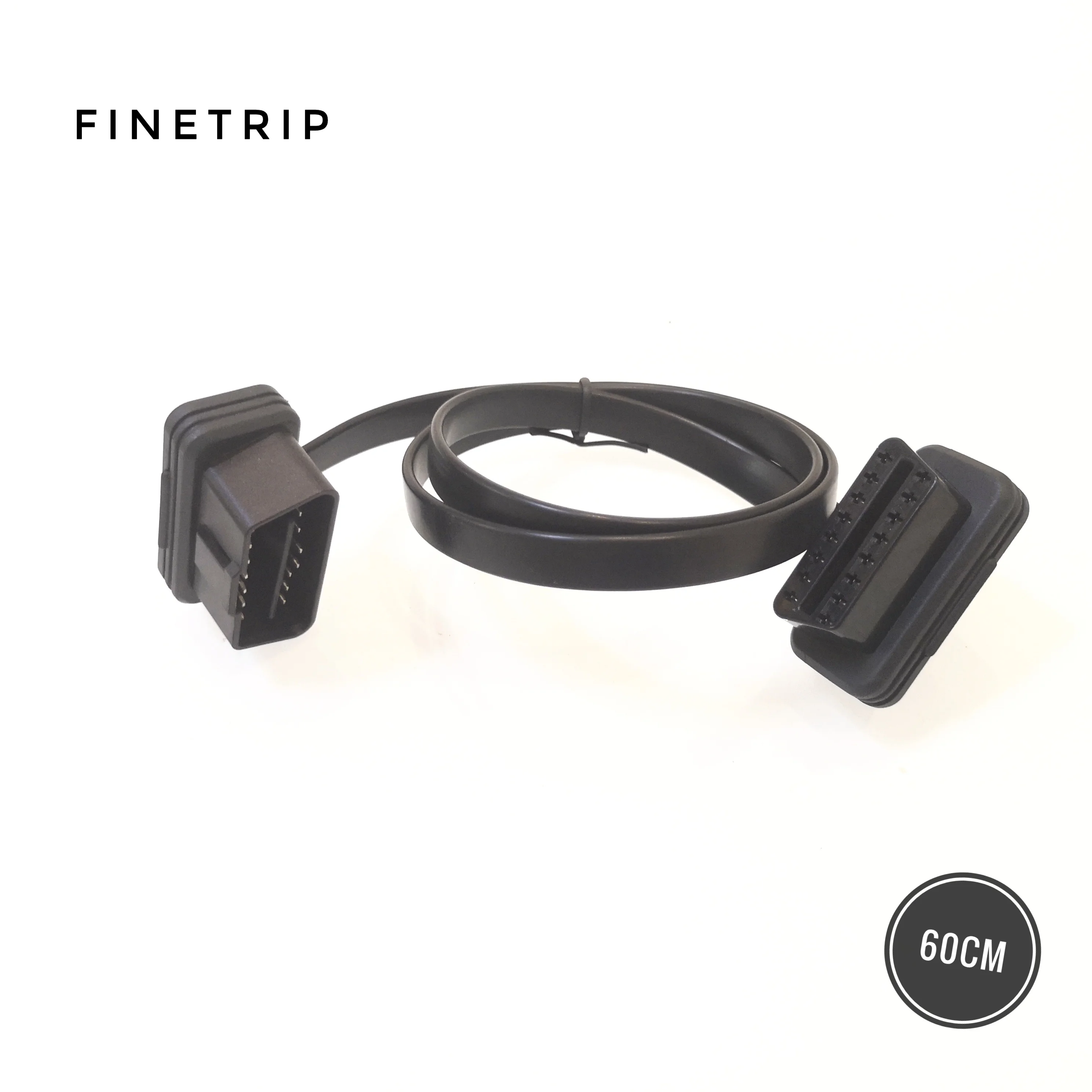 30cm/60cm/1m Wholesale Flat+Thin As Noodle ELM327 Male To Female Elbow Car Connector Adapter 16 Pin OBD2 Extension Cable