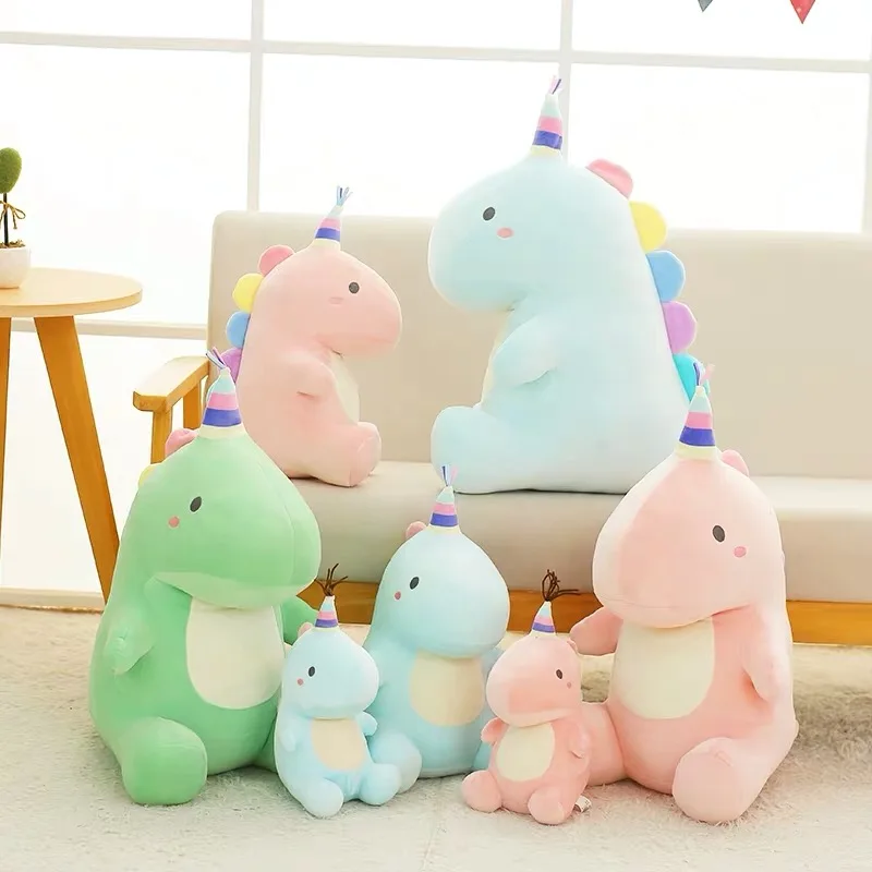 Schattige Hoge Kwaliteit Regenboog Hap Dinosaurus Plushie Pop Gevulde Glazen Groene Dino 'S Roze Dinosaurus Knuffel