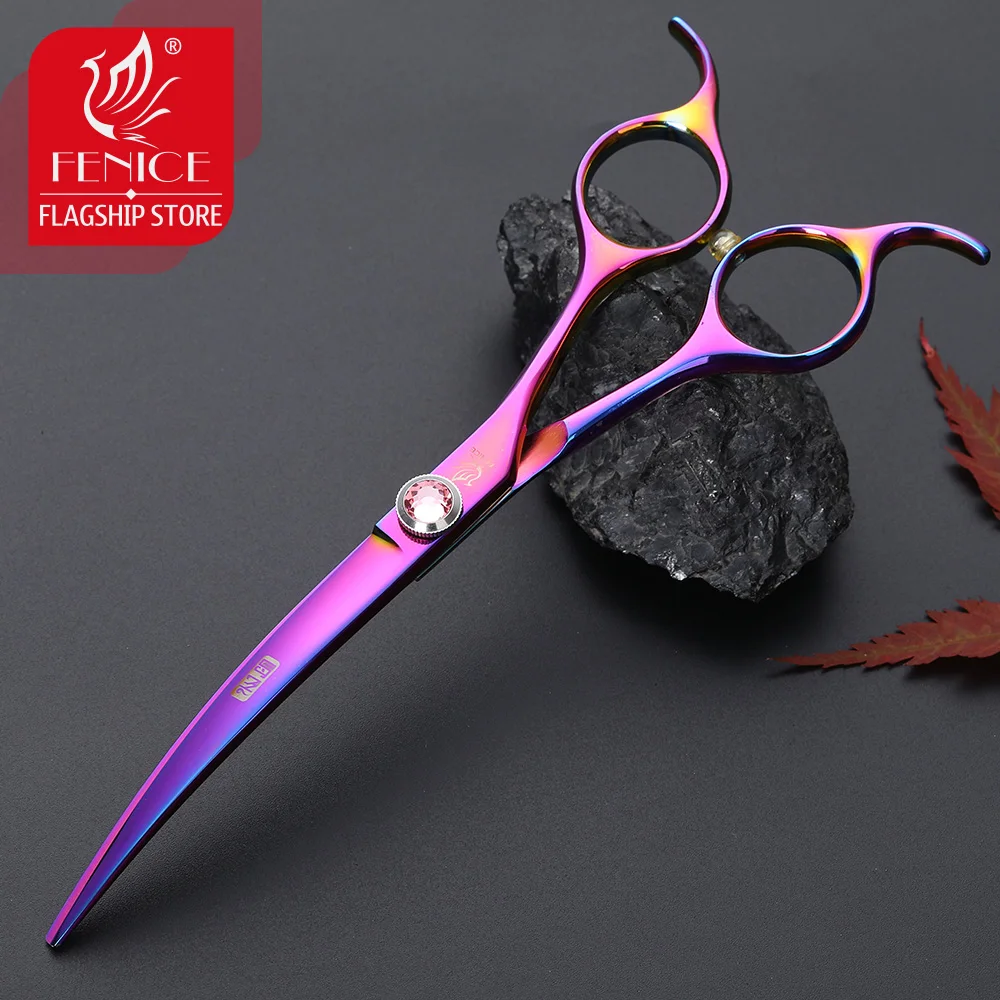 Fenice 6.5 polegada profissional pet grooming scissors gato cão tesouras de corte cabelo curvo tesouras animais de estimação tesoura ferramenta de corte