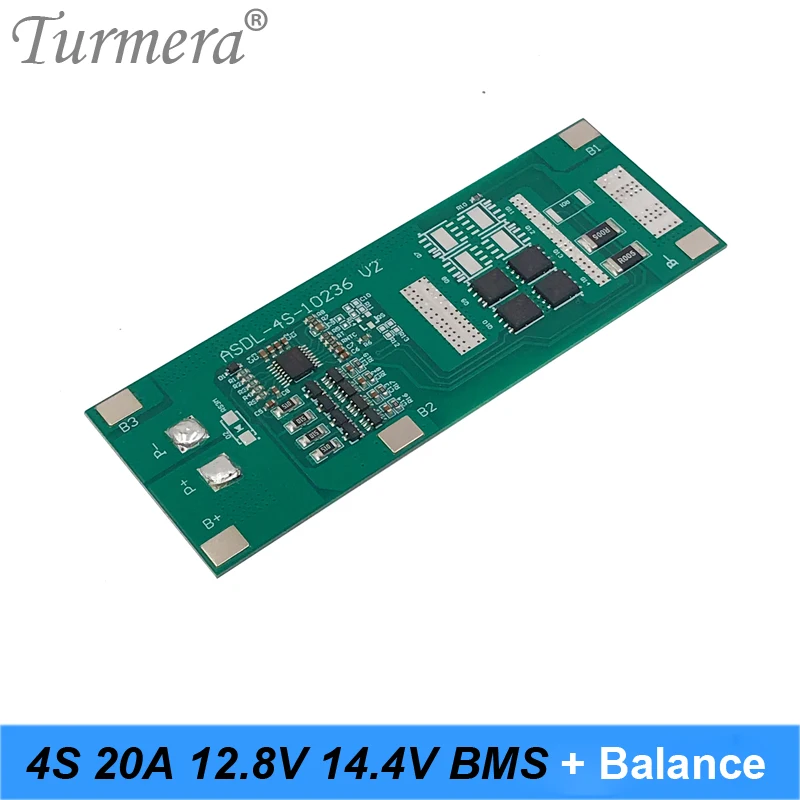 Turmera 4S 40A 20A 12.8V 14.4V 32650 32700 Lifepo4 Battery BMS for Solar Panel and Electric Boat Uninterrupted Power Supply 12V