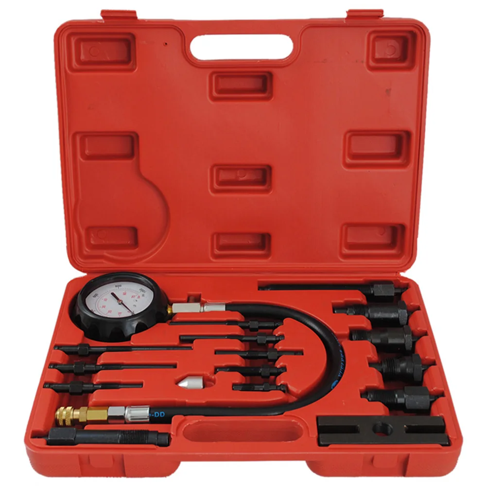 Professional Diesel Engine Cylinder Compression Tester Tool Kit Set Pressure Gauge Tester Kit Set TU-15B