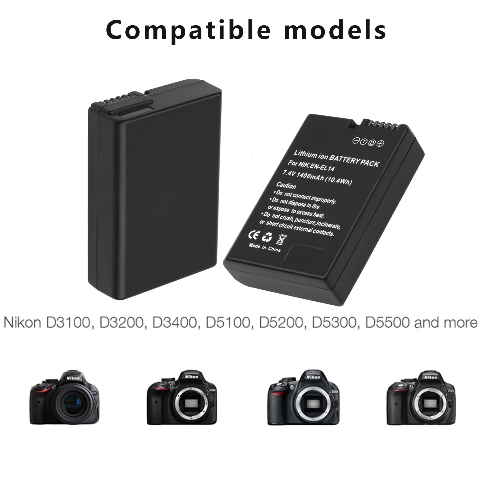 EN-EL14 EN-EL14A EL14 Vervanging Camera Batterij Voor Nikon D3100 D3200 D3300 D3400 D5600 D5100 D5200 P7000 P7800