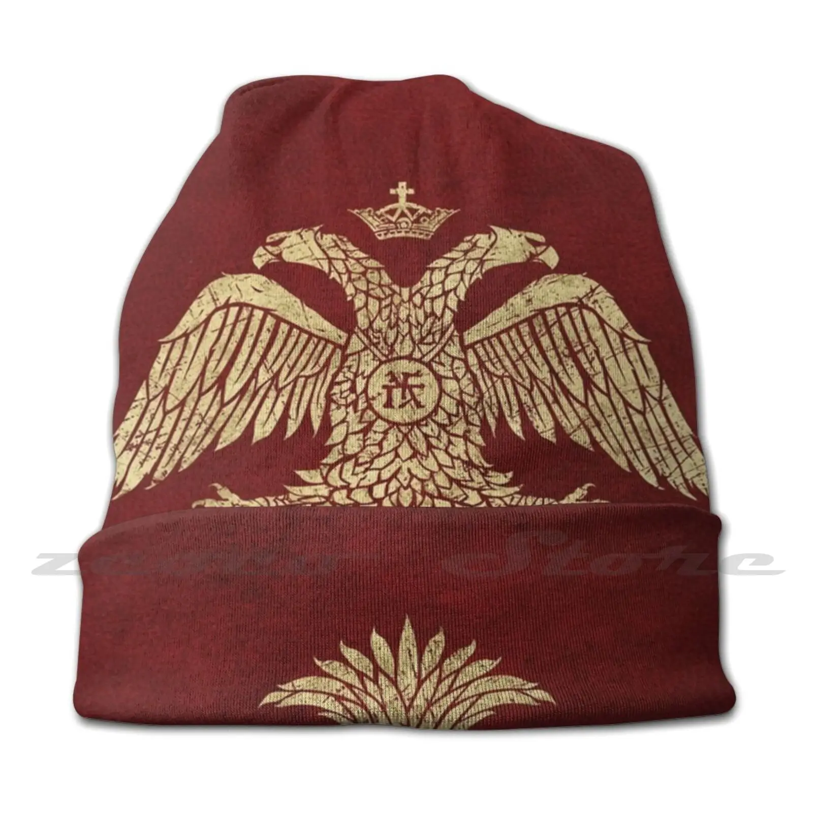 Byzantine Empire Eagle-Vintage Gold Knit Hat Hedging Cap Soft Elasticity Outdoor Sports Leisure Byzantine Empire Double Headed