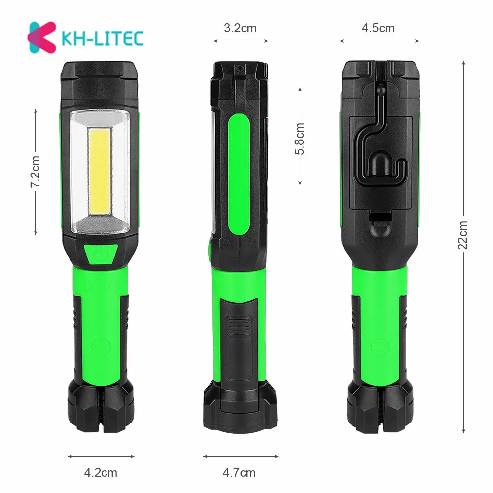 Foco portátil LED COB de 3800LM, luces de trabajo magnéticas, linterna de alimentación por 3 pilas AAA, lámpara de gancho para acampar al aire libre