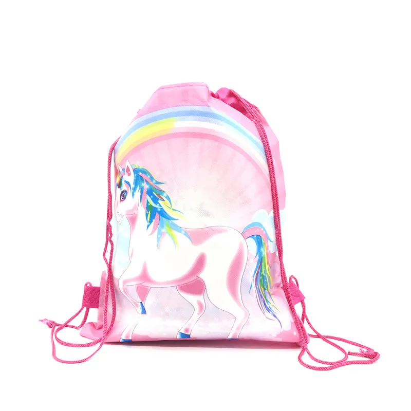 6/12/24/30PCS Unicorn Drawstring bag for Girls Travel Storage Package Cartoon School Backpacks Children Birthday Party Favors