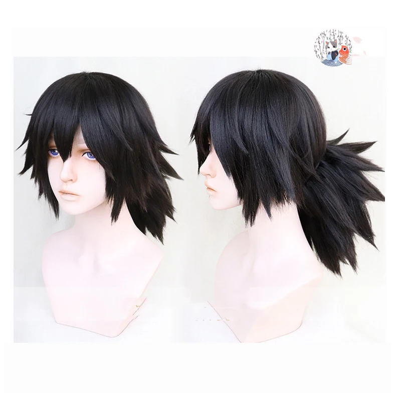 Tomioka Giyuu Cosplay Wig Halloween Anime Short Big Haired Synthetic Hair