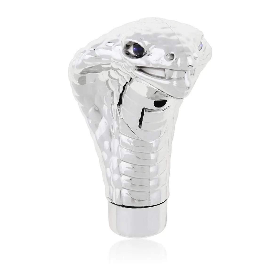 Universal Silver Led Eyes Car Chrome Manual Gear Shift Knob Snake