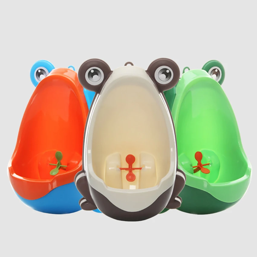 1Pc Frog Shaped Children Urinals Wall Mounted Bathroom Kids Suction Cup Potty Pee Hanging Training Urinal Toilet With Windmill