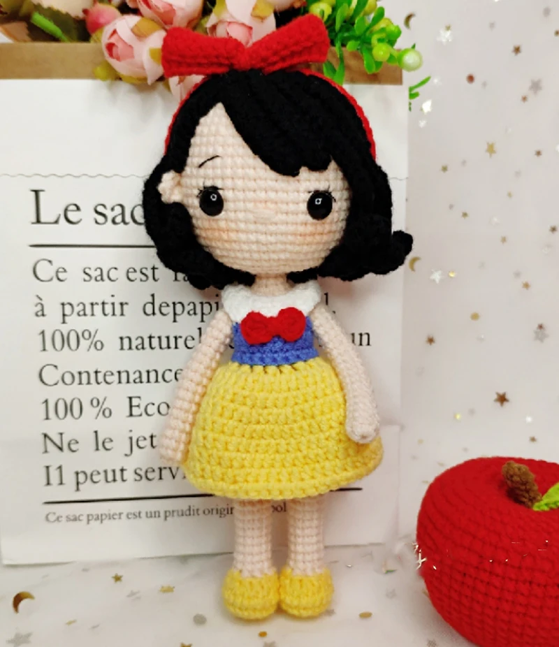 Knitting Dolls Hand Cinderella Snow White princess doll Dolls Crochet Yarn  Handmade Knitted Toy finished Knit FabricToy present