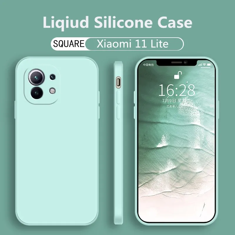 Luxus Ursprüngliche Quadratische Flüssigkeit Silikon Fall Für XiaoMi 11 Lite 11 Pro Redmi Hinweis 10 Pro Hinweis 9 Pro Stoßfest weiche Coque funda